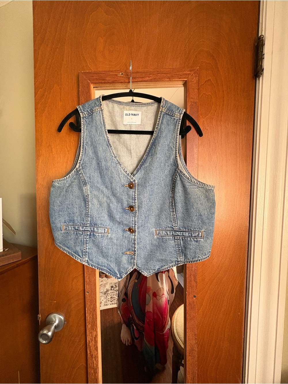 Old Navy Light Blue Denim Vest - Button-Front Casual Waistcoat